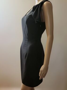 bebe Black Draped One-Shoulder Sheath Mini Size 6